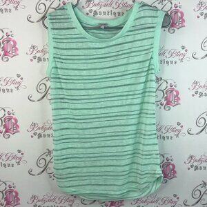 Kismet tank top sparkly blue Mint Green Striped Tank Top shimmer shirt